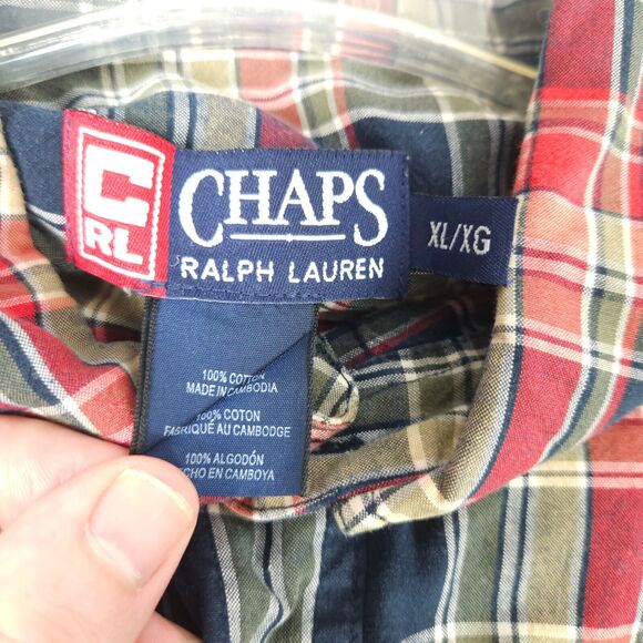 Vintage Chaps Ralph Lauren Mens XL Plaid Long Sleeve Button Down Button Up Shirt - Picture 5 of 9